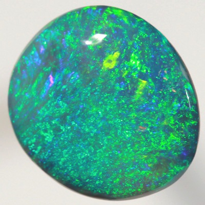 SOLID SEMI BLACK OPAL Bright golden Green Harlequin pattern SEE VIDEO 